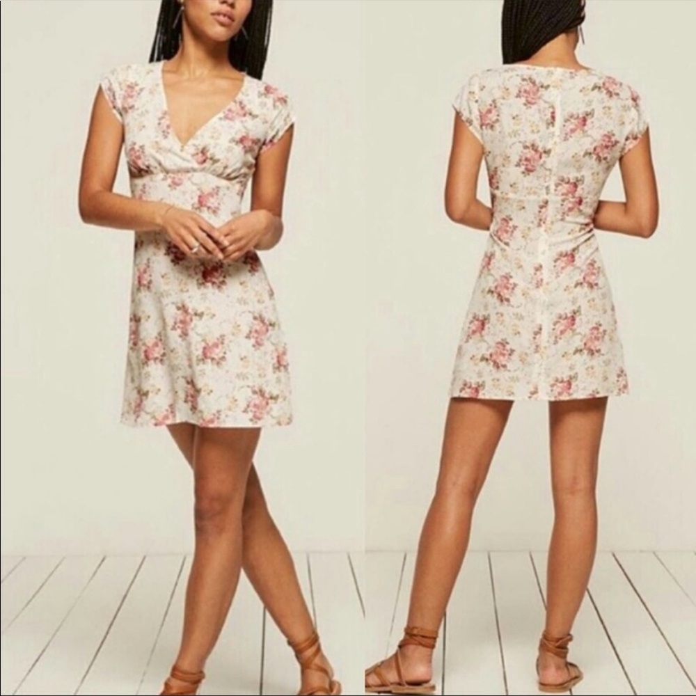 Reformation Atlast Pink Floral Cottage Core Dress